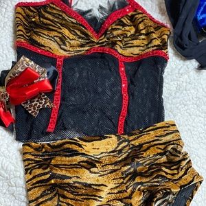 Cat Halloween costume Contours jazz outfit size 7/8 Jungle dance outfit crystals